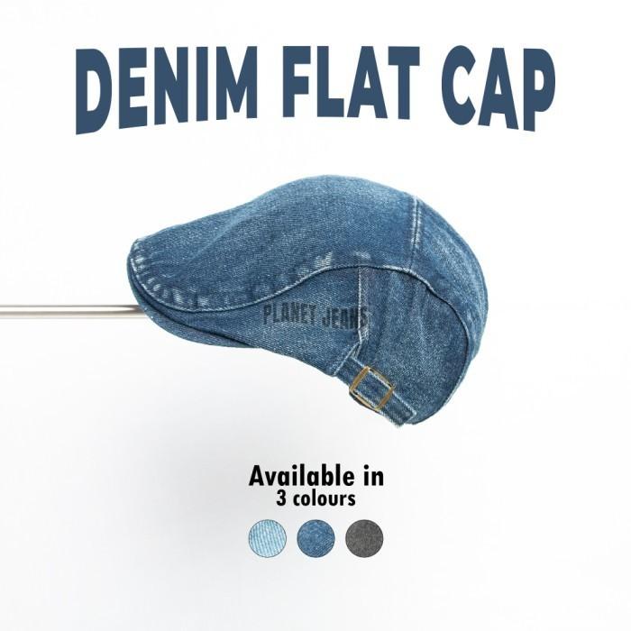 NEW Topi Flat Cap Bahan Denim Pelukis Vintage Baret - FC02 Planet Jeans