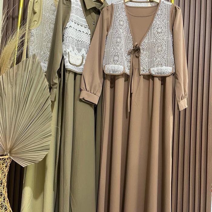 gamis keyza rompi rajut lepas pasang