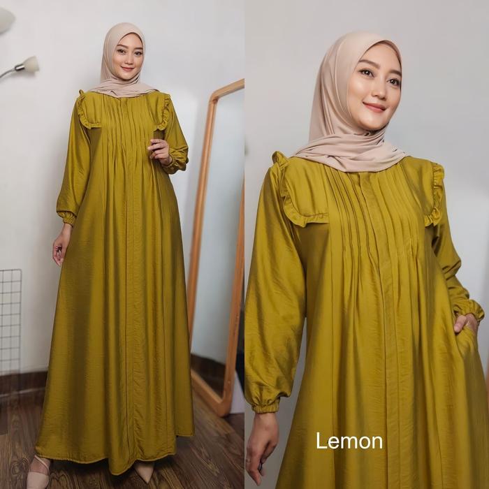 Gamis Tasik Fareeda Series, Gamis Polos Warna Lemon