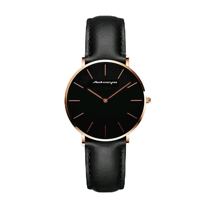 AOKEYO J89 jam  tangan kulit anti air  keren sangat tipis Quartz sport analog