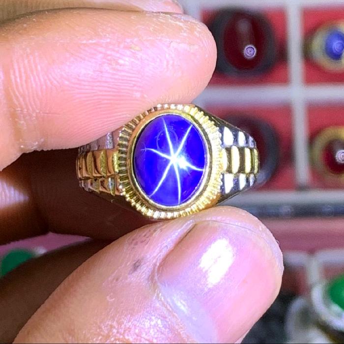 batu cincin blue Amerikan star ring titanium
