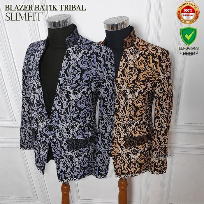 jas batik blazer batik pria keren slimfit modern chiangi gorgoraz terlaris