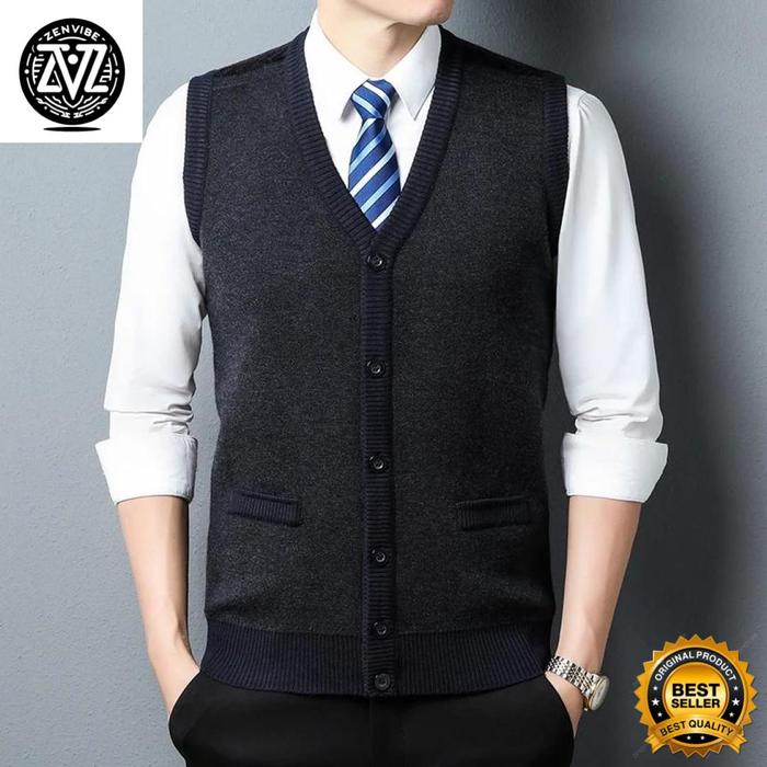 Vest Rajut Pria Ocean Zenvibe Rompi Rajut Vest Knitt Korean Style Untuk Kantoran atau sekolah Bahan 