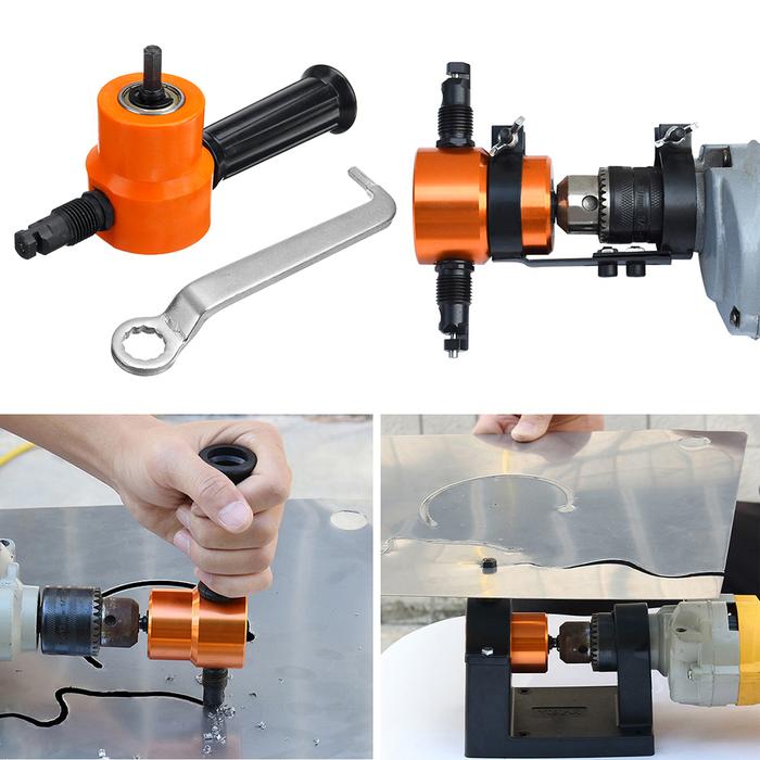 Nibble Metal Cutting Machine Double Head Sheet Nibbler Saw Cutter Tool Drill Attachment Cutting Tool