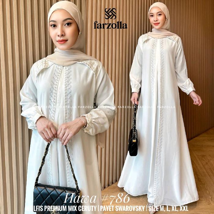 Hawa 786 ori farzolla / gamis putih haji dan umroh / gamis abaya turkey white / gamis abaya putih