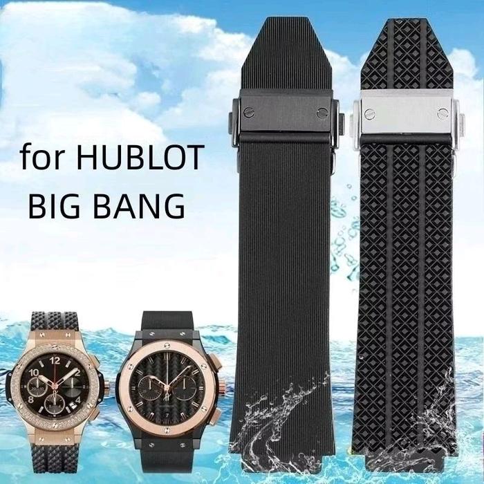 Hublot Strap Tali Jam Tangan Ganeve untuk Hublot Big Bang Hitam Bahan Karet Rubber Kualitas Super Pr