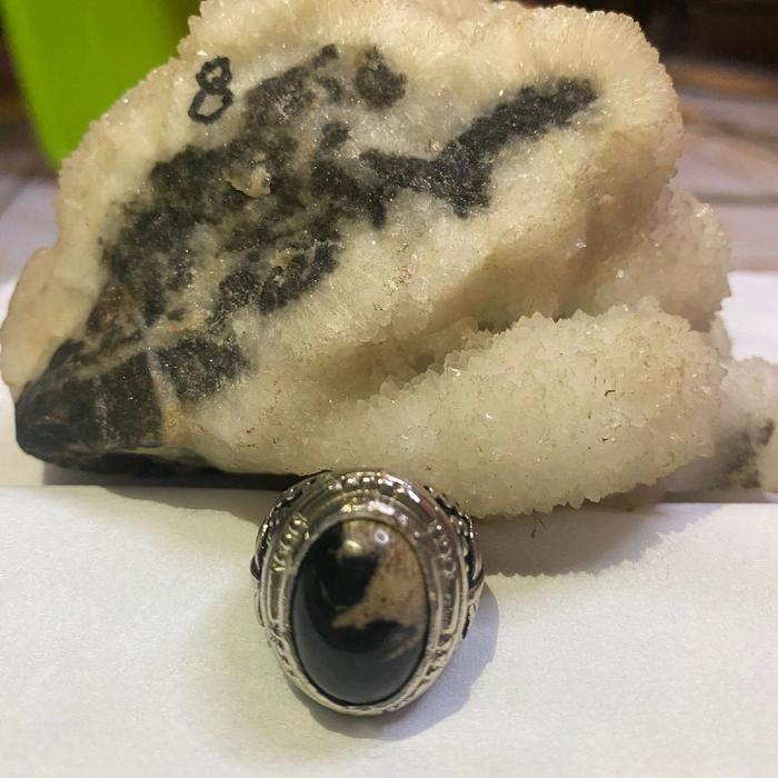 (COD) Cincin Batu Galih Kelor Serat Emas Etnik Rings
