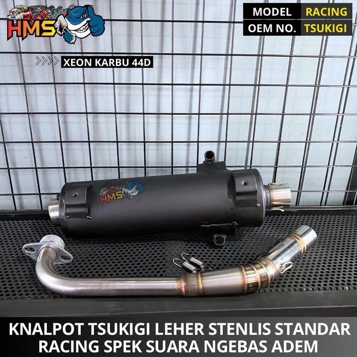 KNALPOT TSUKIGI XEON KARBU LEHER STENLIS MODEL VND KNALPOT BOBOKAN SUARA ADEM NGEBAS THAILAND BAHAN