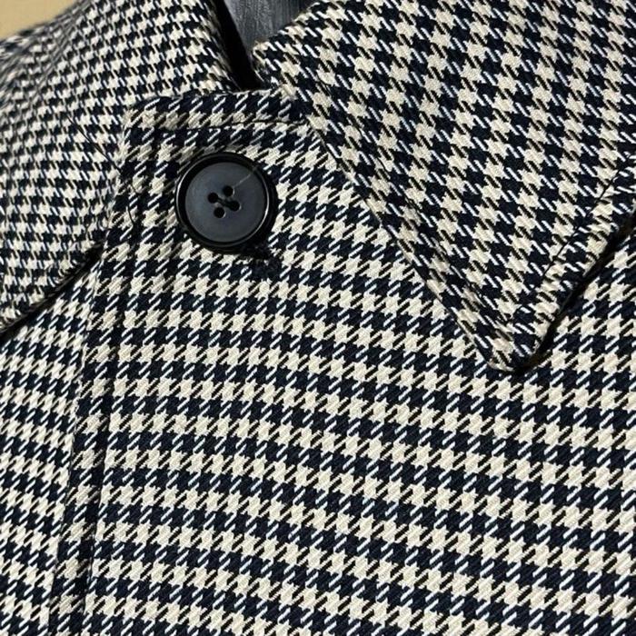8SECONDS LONG BALMACAAN COAT FOR MEN -  JUBAH BLAZER PANJANG PRIA - MOTIF HOUNDSTOOTH / PLAID / HS