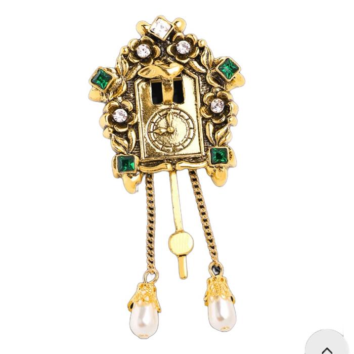 Cuckoo Clock Long Tassel Brooch.