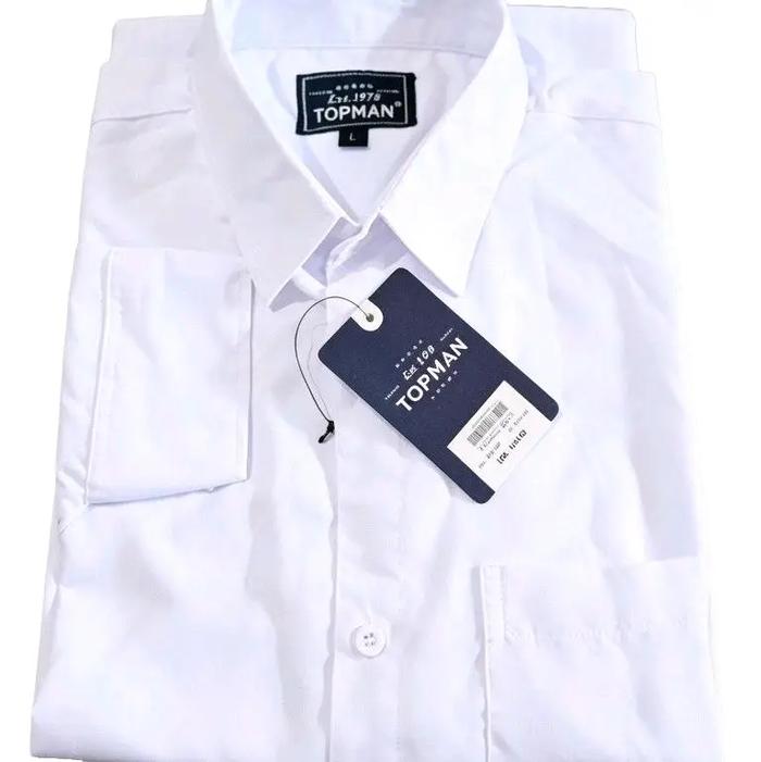 Topman Kemeja Polos Lengan Panjang Formal & Non Formal Pria Putih