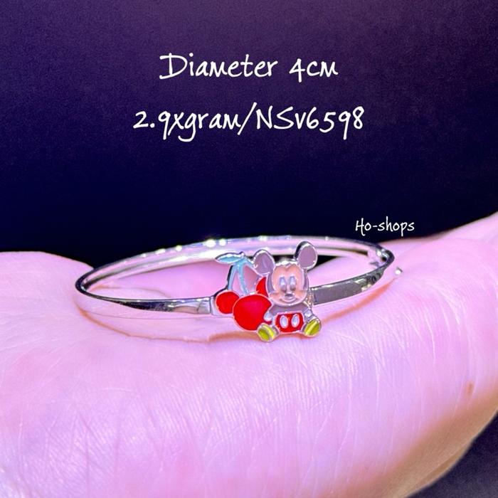 Gelang Anak / Baby Disney Minnie Mouse Mas Putih 750 Asli Emas