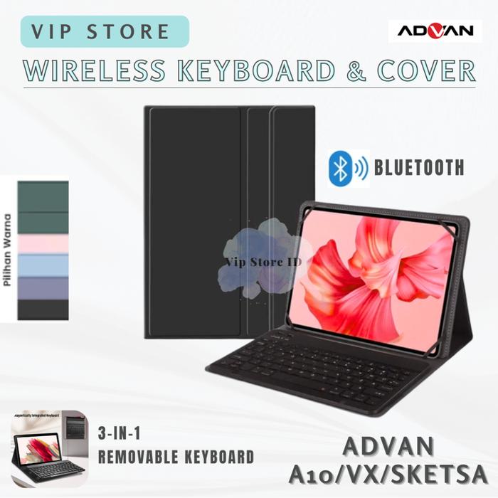 Advan Tab A10/Sketsa 1 2 3/VX Neo/VX Lite Flip Case Keyboard Bluetooth Non / Touchpad Leather Book C