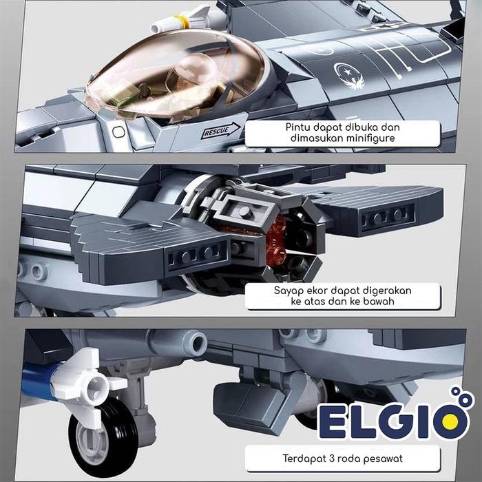 Sluban Bricks Pesawat Jet Perang Falcon Fighter F16C M38 B0891