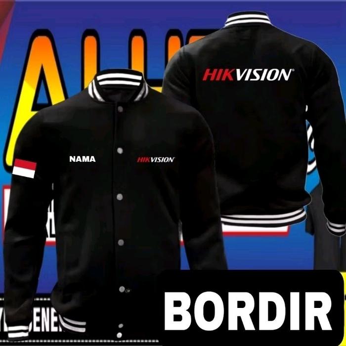 Jaket bordir Hikvision jaket Hikvision jaket baseball Hikvision jaket varsity Hikvision jaket kerja 