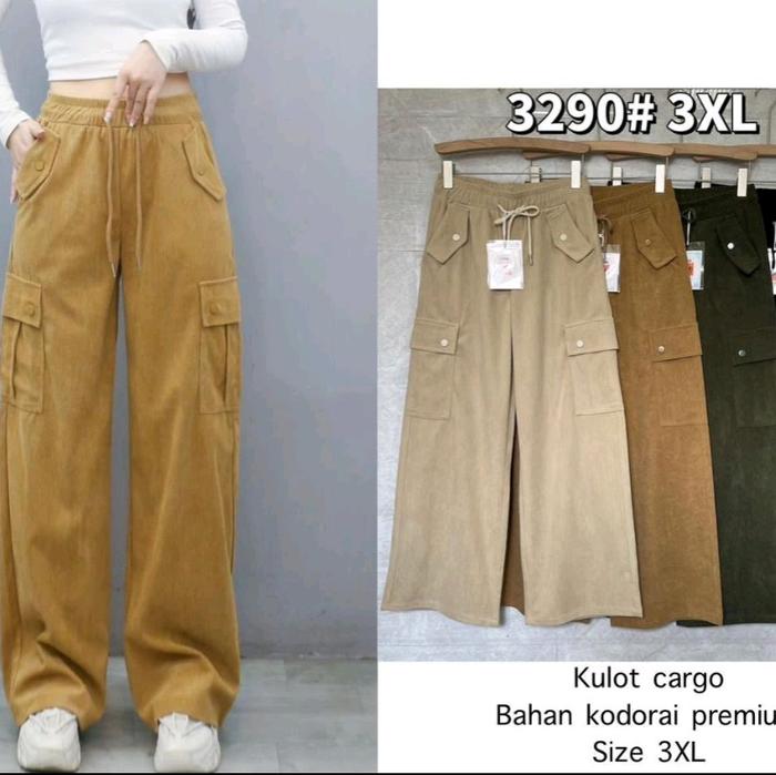 Kulot cargo bahan kodorai Wanita