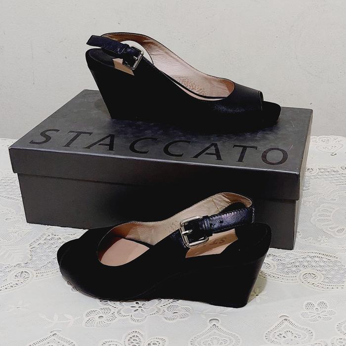 sepatu wanita staccato original hitam second size 36