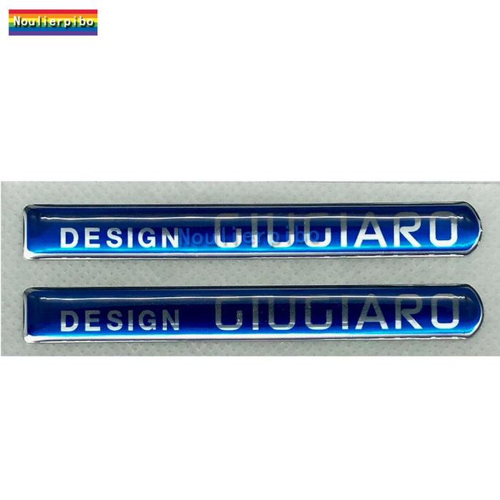 3D Car Stickers 2 Pack Silver Blue Giugiaro Design Logo Badges Epoxy