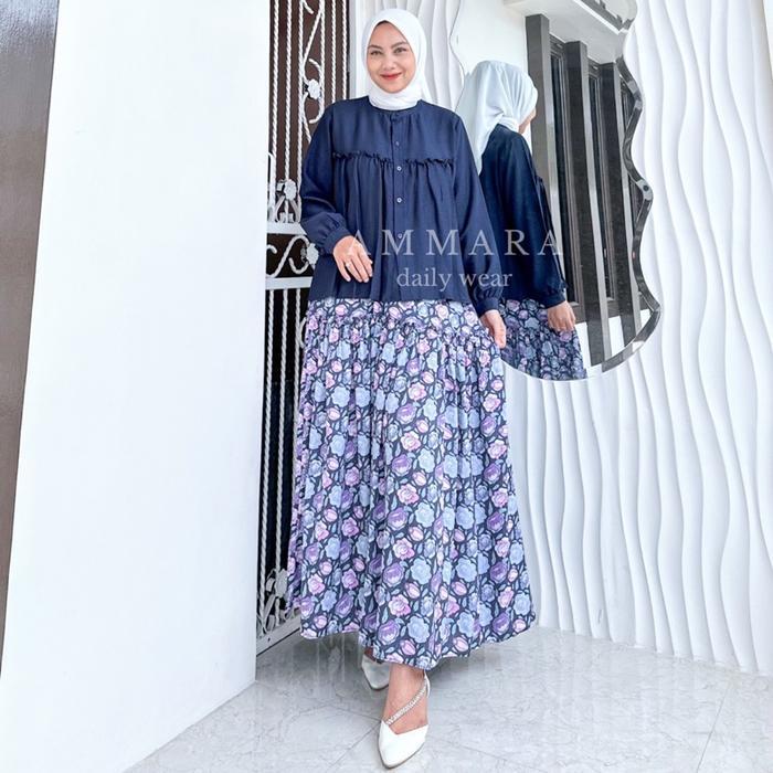Syakira set rok Ammara - setelan rok ammara - oneset rok rayon mix linen