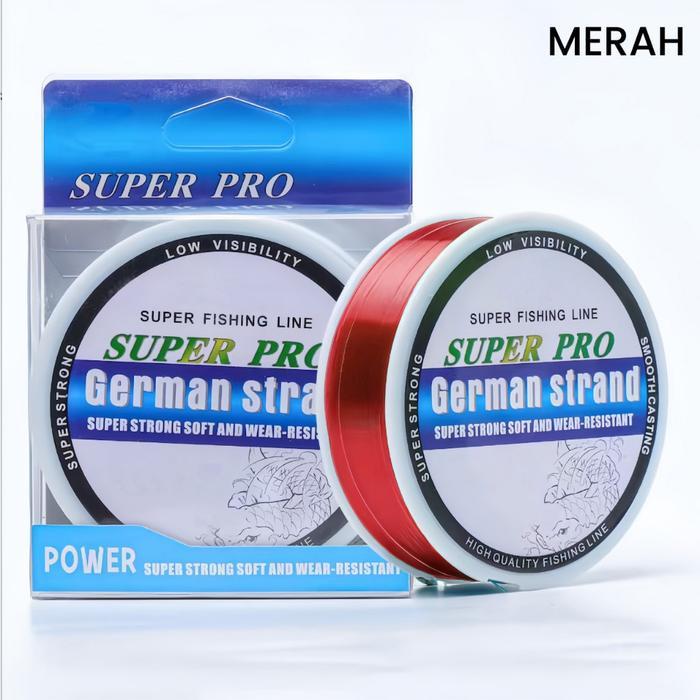Aquapro Germany Fishing Line 200m Senar Pancing Invisible Bahan Nilon Tahan Lama Panjang - Merah, #0