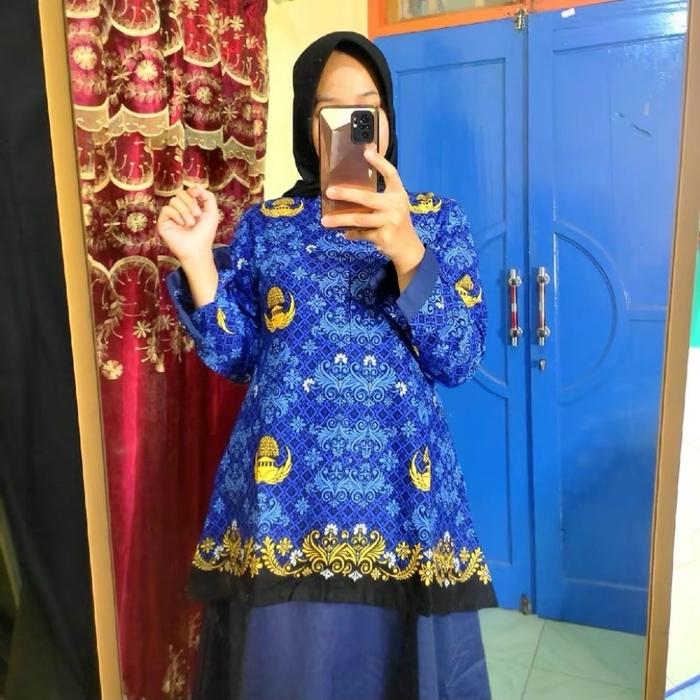 Gamis korpri semi rok rok hitam/navy