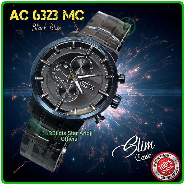 Alexandre Christie Pria Ac 6323 Mc Slim Tali Rantai Black Ring Blue Original
