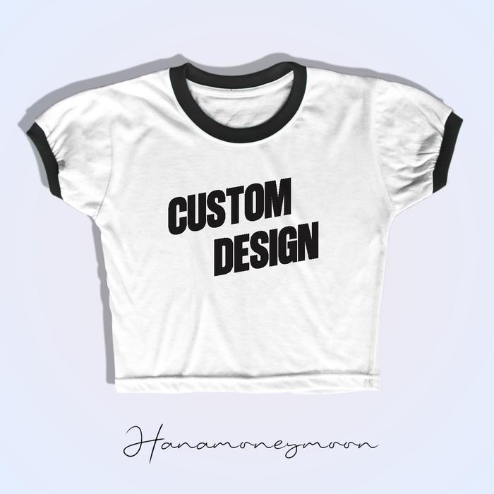 CUSTOM Ringer Baby Tee - Baju crop top cewek ringer y2k Katun Design Suka-suka lembut Melar