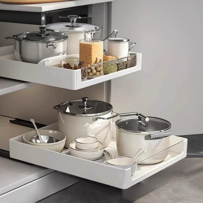 99KHOME Laci Tarik Plastik Organizer Rak Penyimpanan Geser Untuk Dapur Keranjang Tarik Rak Lemari Da