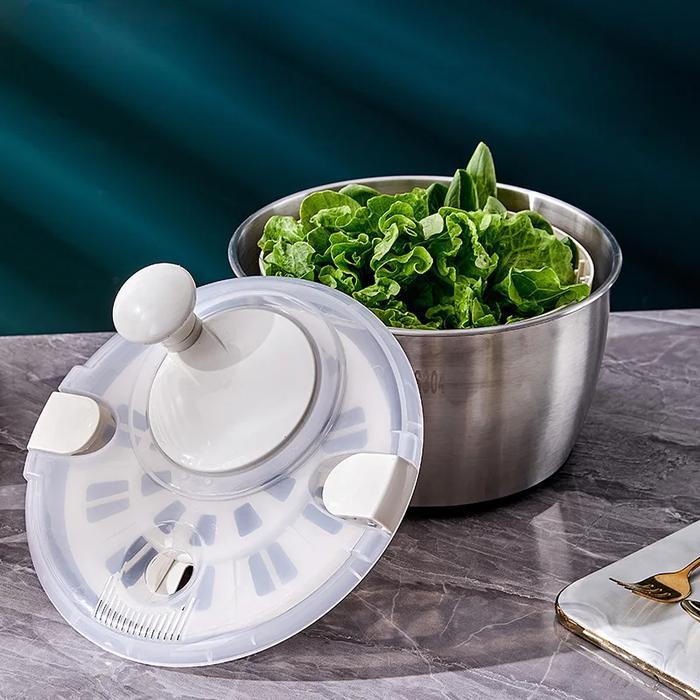 Kitchen Vegetable Salad Dehydrator Hand Crank Washer Double Layer Drain Basin Fruit And Vegetable Sh