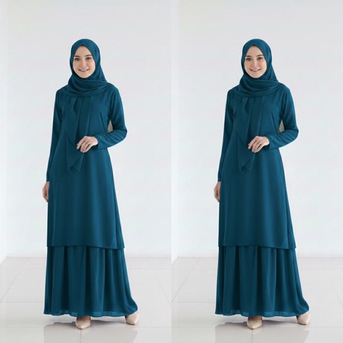 Gamis Malaysia Anggun Ceruti Babydoll Full Puring - Best Seller