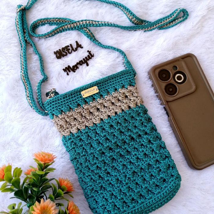 TAS SELEMPANG HP RAJUT SIMPLE ELEGAN