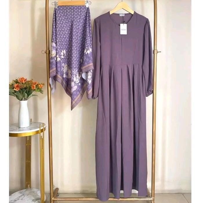 Gamis Set Hijab Premium vanilla
