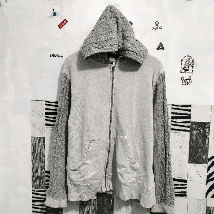Sweater Hoodie Avail Mode model Zipper kombinasi warna Misty dan Abu