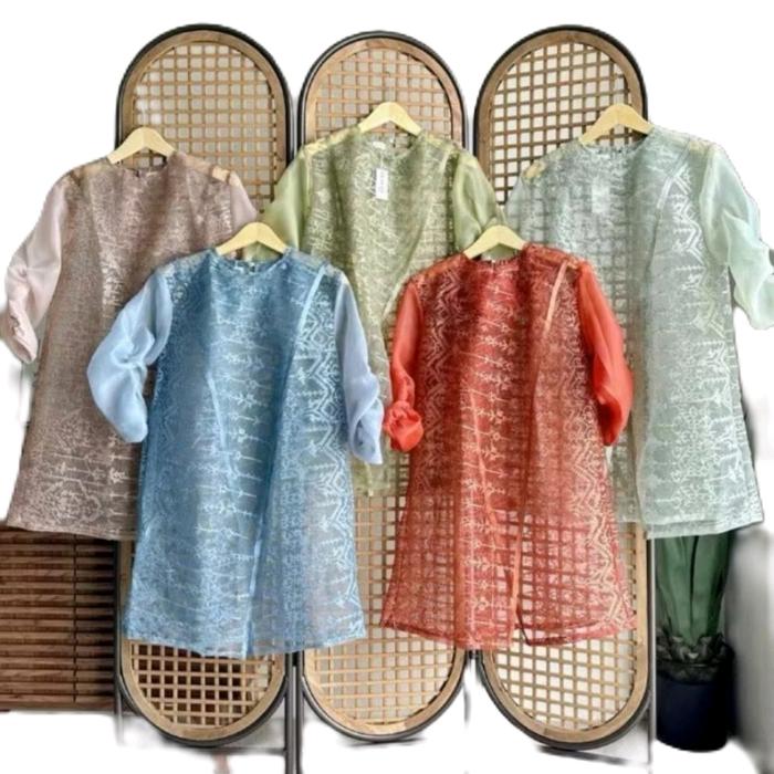 Outer Kardigan Nagita Tille Etnik Sapto Mix Organza - Ukuran All Size Sampai Jumbo bisa pakai