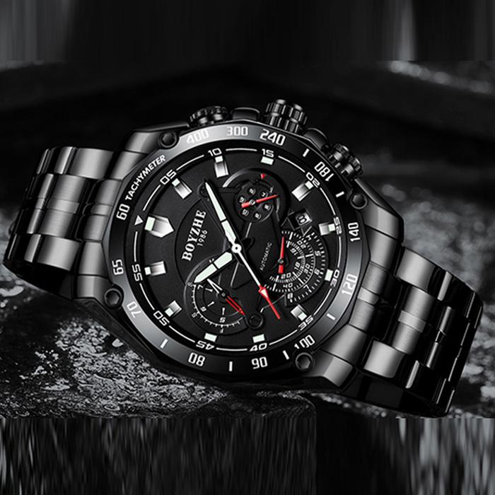 BOYZHE Men Automatic Mechanical Watches Multifunction Calendar Week