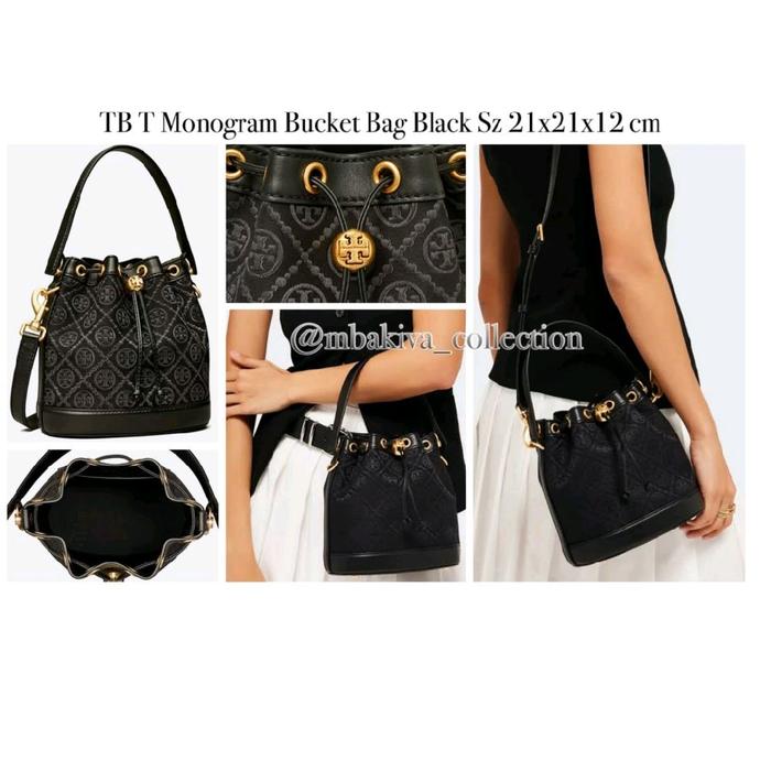 T Monogram Bucket Bag Black