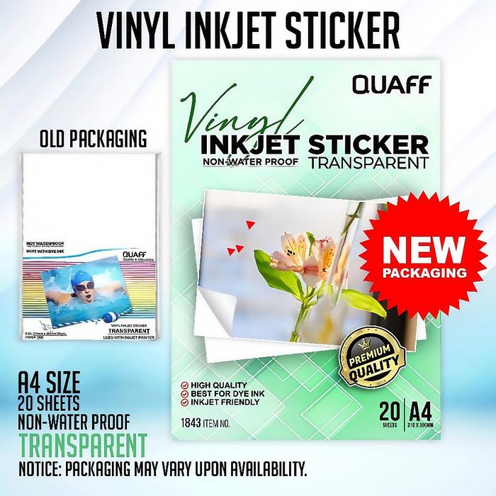 Stiker Inkjet Vinyl A4 Transparan / Glossy / Matte (20 Lembar) Kertas Stiker Glossy Printer Stiker