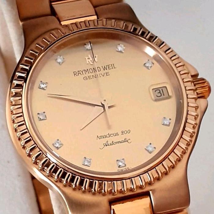 RAYMOND WEIL Amadeus 200 Diamond Automatic 2905 18k GOLD ELECTROPLATED Jam Tangan Wanita Pria Unisex