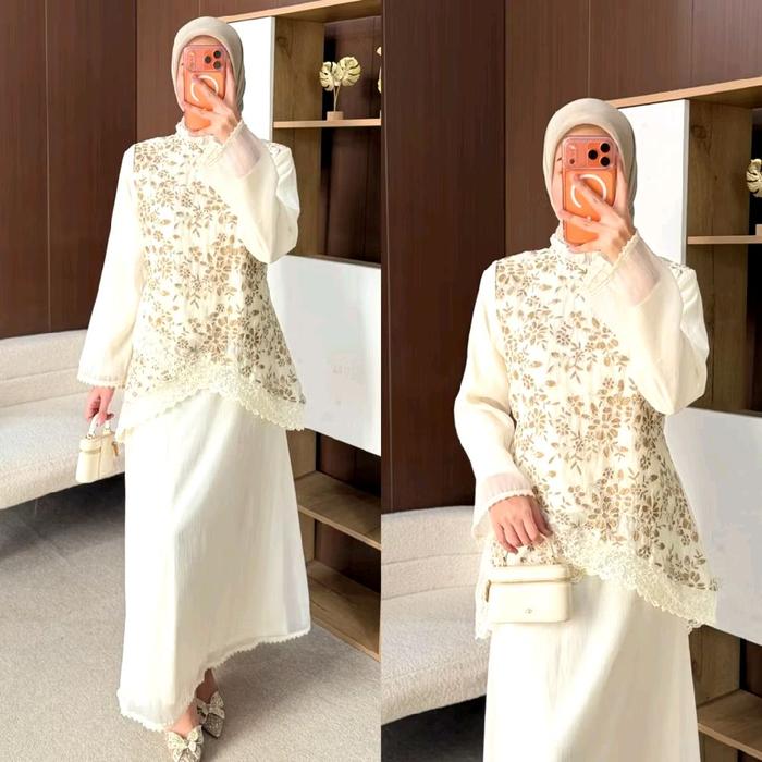 Oneset Rok Syahira Bordir Renda
