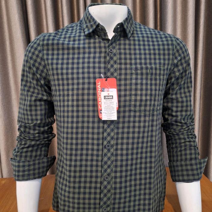 KEMEJA PRIA CARDINAL POLA SLIMFIT LENGGAN PANJANG KOTAK2 KEMEJA DEWASA CASUAL BAHAN KATUN 100% origi
