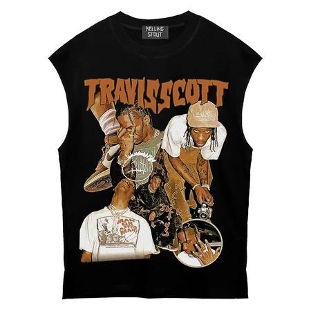 Rollingstout Kaos Singlet Pria - Travis Scott Rap Tees | Tanktop man