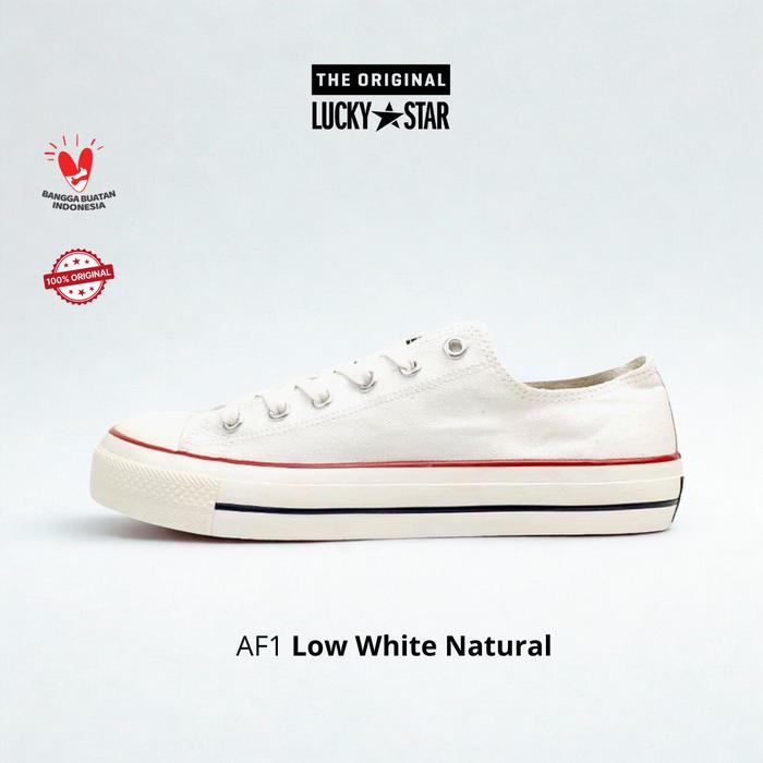 Lucky Star AF1 Low White Natural - Sepatu Sneakers Casual Unisex dengan Material Berkualitas dan Jah