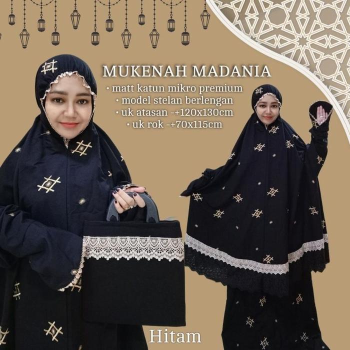 Terbaru Mukena Setelan Berlengan Madania Katun Mikro Mukena Haji dan Umroh