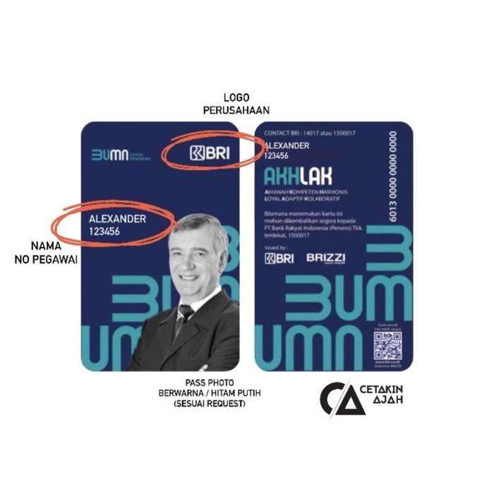 Nametag ID Card BUMN BRIZZI FLASH EMONEY || Nametag BRI || Nametag Mandiri || Nametag BTN - Kartu Sa