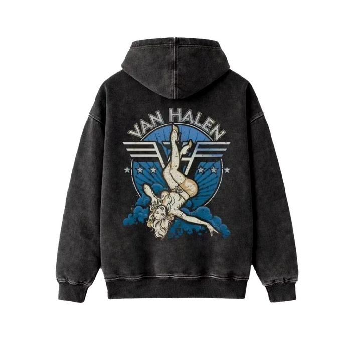 VAN HALEN STONE WASH OVERSIZED HOODIE JAKET HOODIE VINTAGE TEE ATASAN UNISEX BAJU BAND