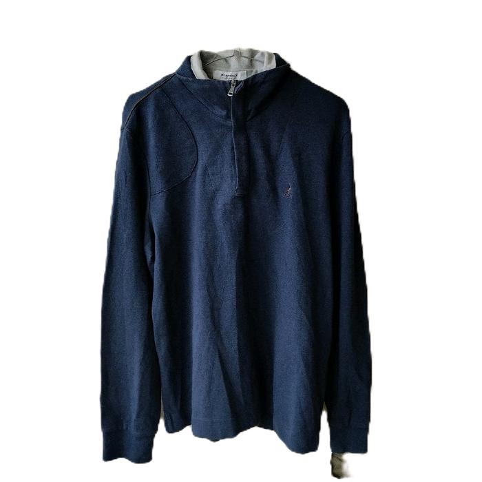 Vintage Bean Pole Sweater Original Pria Cardigan Wanita Jaket Jeans Kerah Hitam Blazer Unisex Oversi