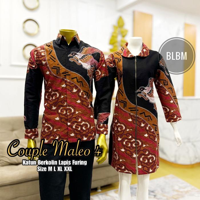 Batik Couple Batik Sarimbit Batik Pria Wanita Kode Maleo 4 bahan Katun Bekolin Lapis Furing Batik Lo