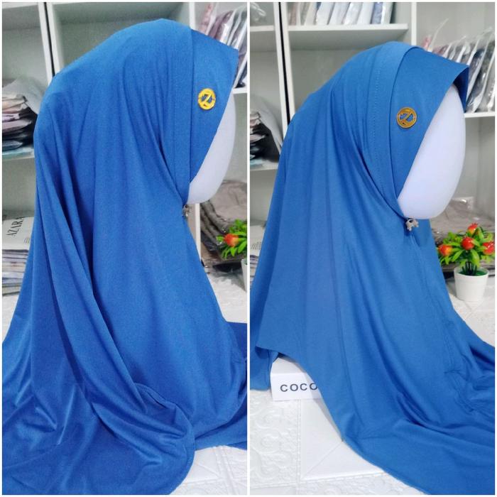 Hijab Bergo Lipat Non Pad Biru Denim Jersey Hijab Jersey Hijab Bergo Jersey Hijab Instan Hijab Lolly