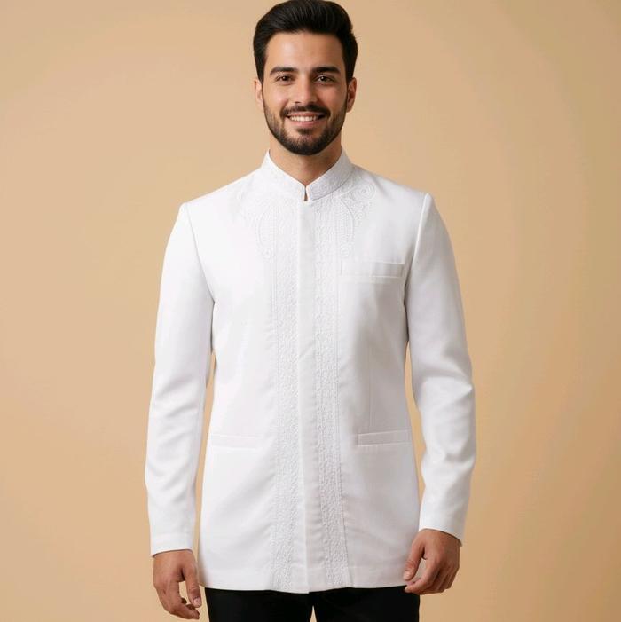 Hasgradini (HAS) - JASKO / Jas Koko EXCLUSIVE Putih Tulang / BW Baju Formal Muslim Pria Katun
