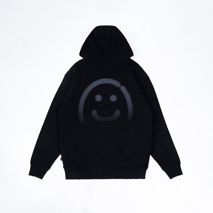 FAITH FADE - Smiley Faded Oversize Zip Hoodie